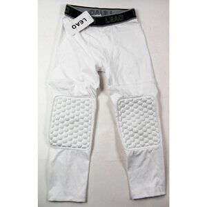 LEAO Youth Boys White Compression Leggins Performance Athletic Sports Medium